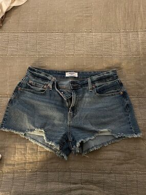 Denizen From Levi Classic Distressed Denim Cutoff Shorts in Blue